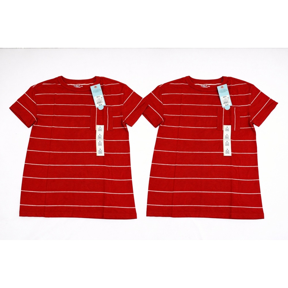 2 Cat & Jack Boys' Striped Short Sleeve T-Shirt - Red Size‎ S (6/7) Kids Top
